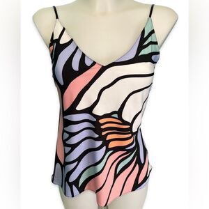 Natori Papillon Cami Top Multicolor Butterfly Print Adjustable Straps  – Medium